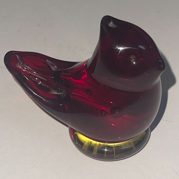 Vintage Red & Yellow Cardinal Love Glass Bird Figurine Signed Leo Ward Blue Lot - Picture 10 of 16